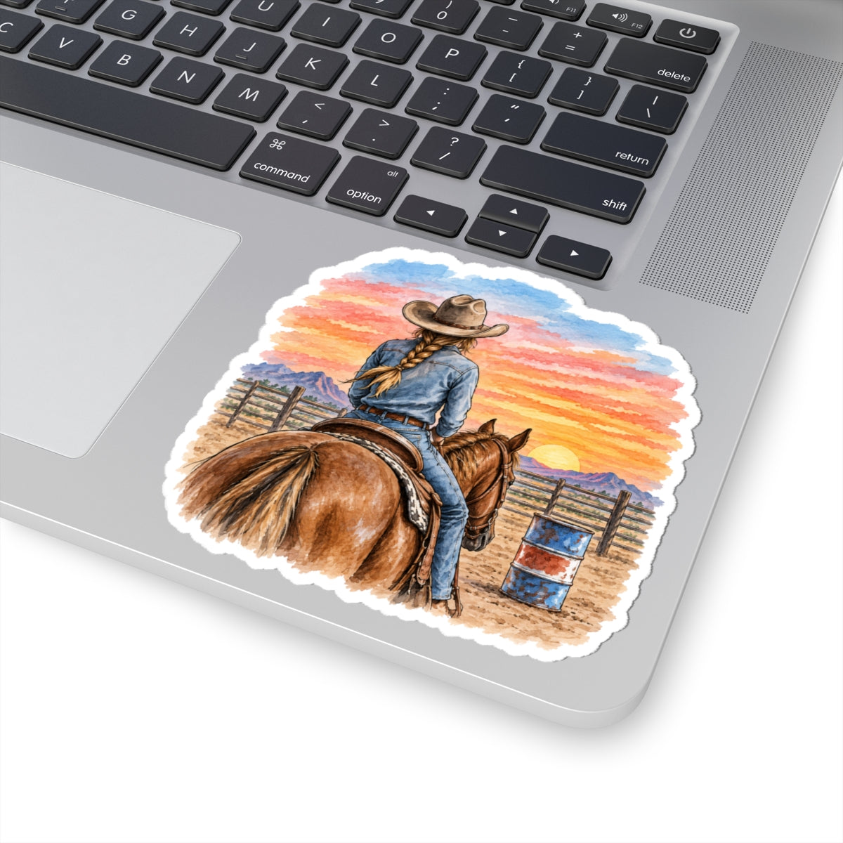 Sunset barrel racer Kiss-Cut Stickers