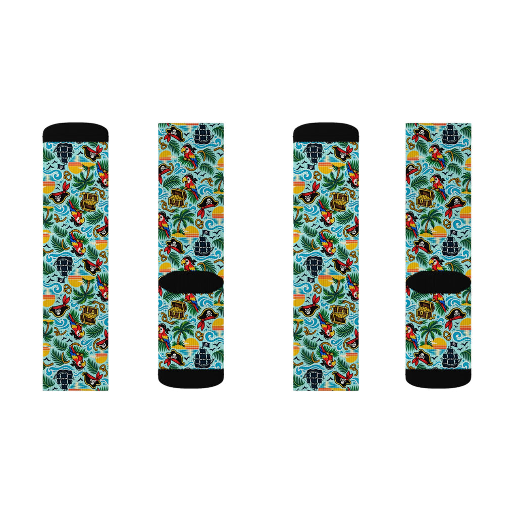 Tropical Parrot Socks — Colorful Hawaiian Beach Sublimation Crew Socks