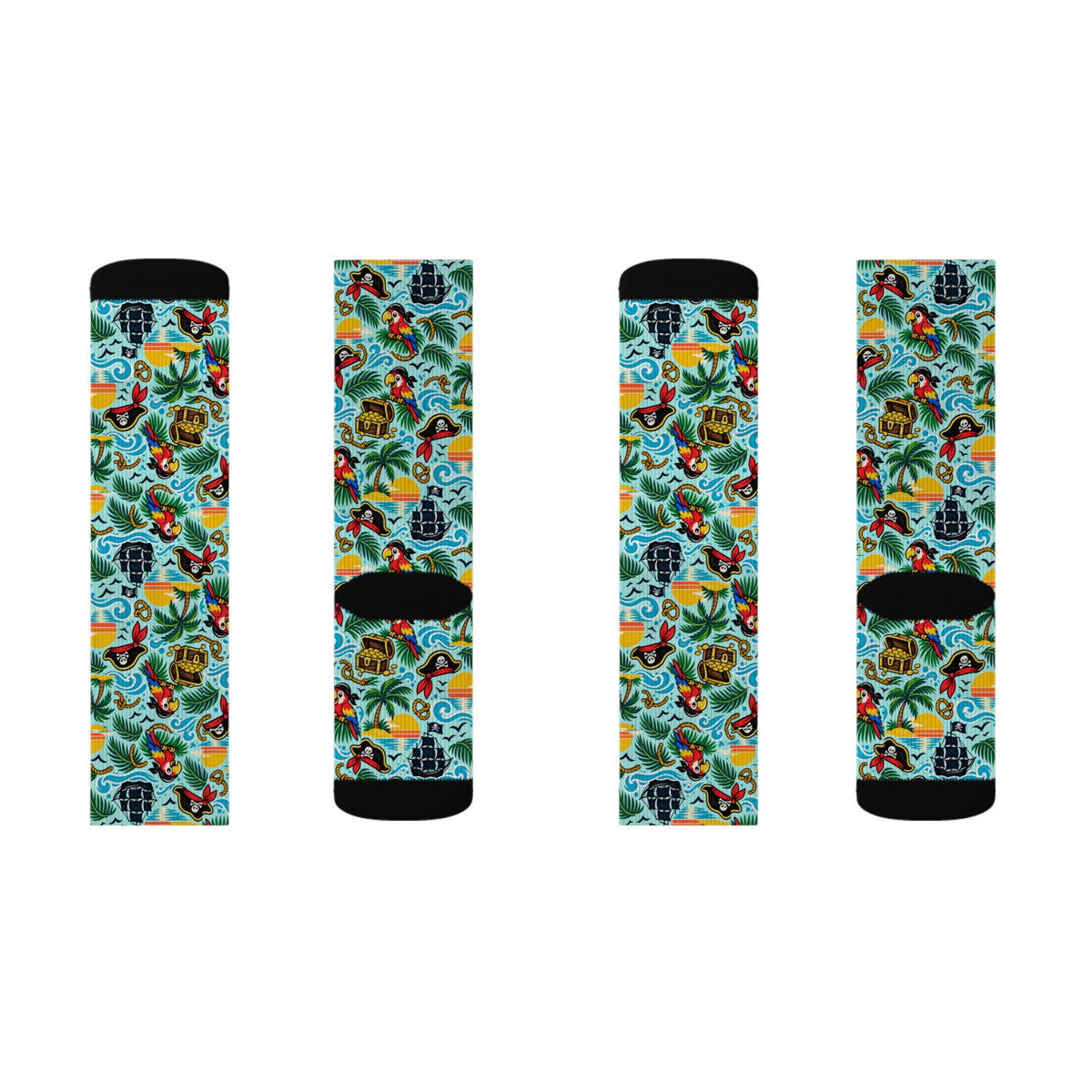 Tropical Parrot Socks — Colorful Hawaiian Beach Sublimation Crew Socks