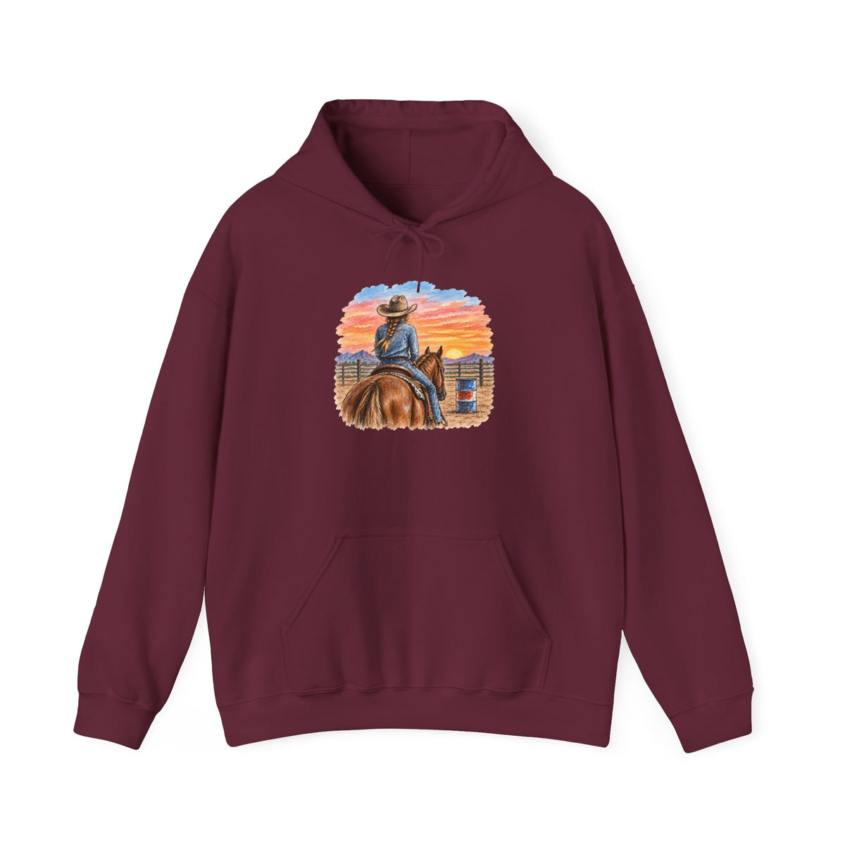 Sunset barrel racer Unisex Heavy Blend™ Hooded Sweatshirt
