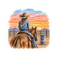 Sunset barrel racer Kiss-Cut Stickers