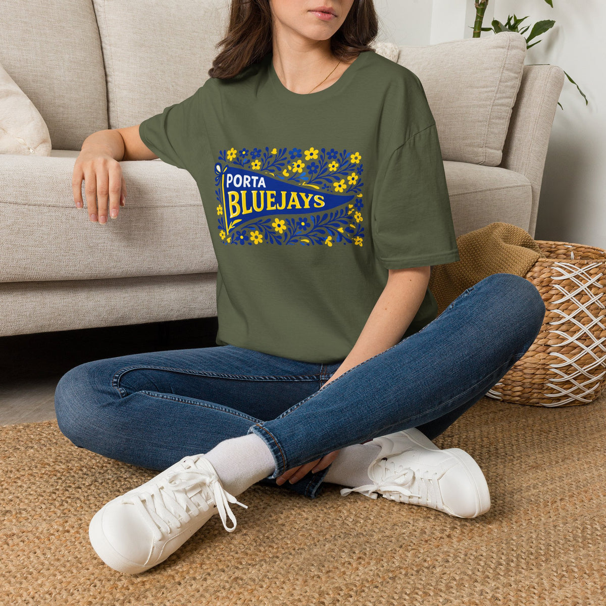 Porta Bluejays Floral Pennant T-Shirt