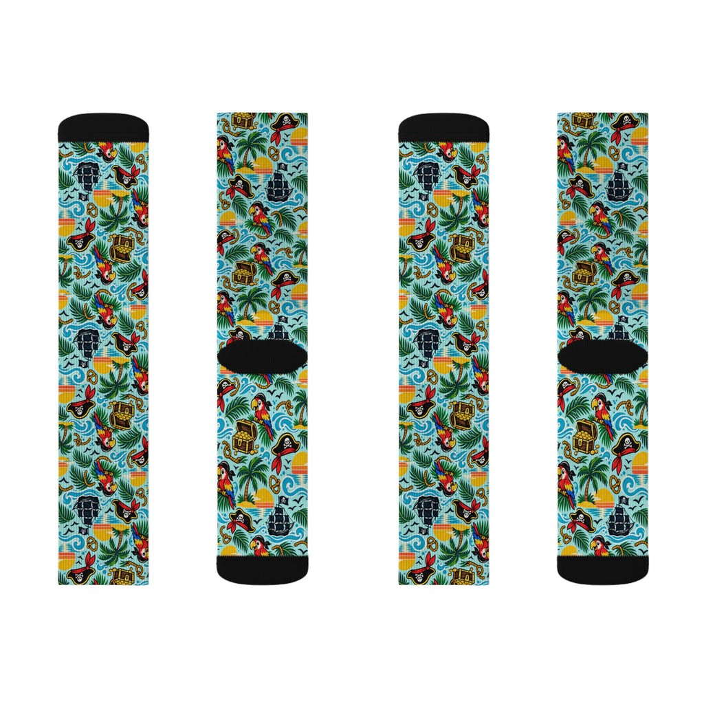 Tropical Parrot Socks — Colorful Hawaiian Beach Sublimation Crew Socks