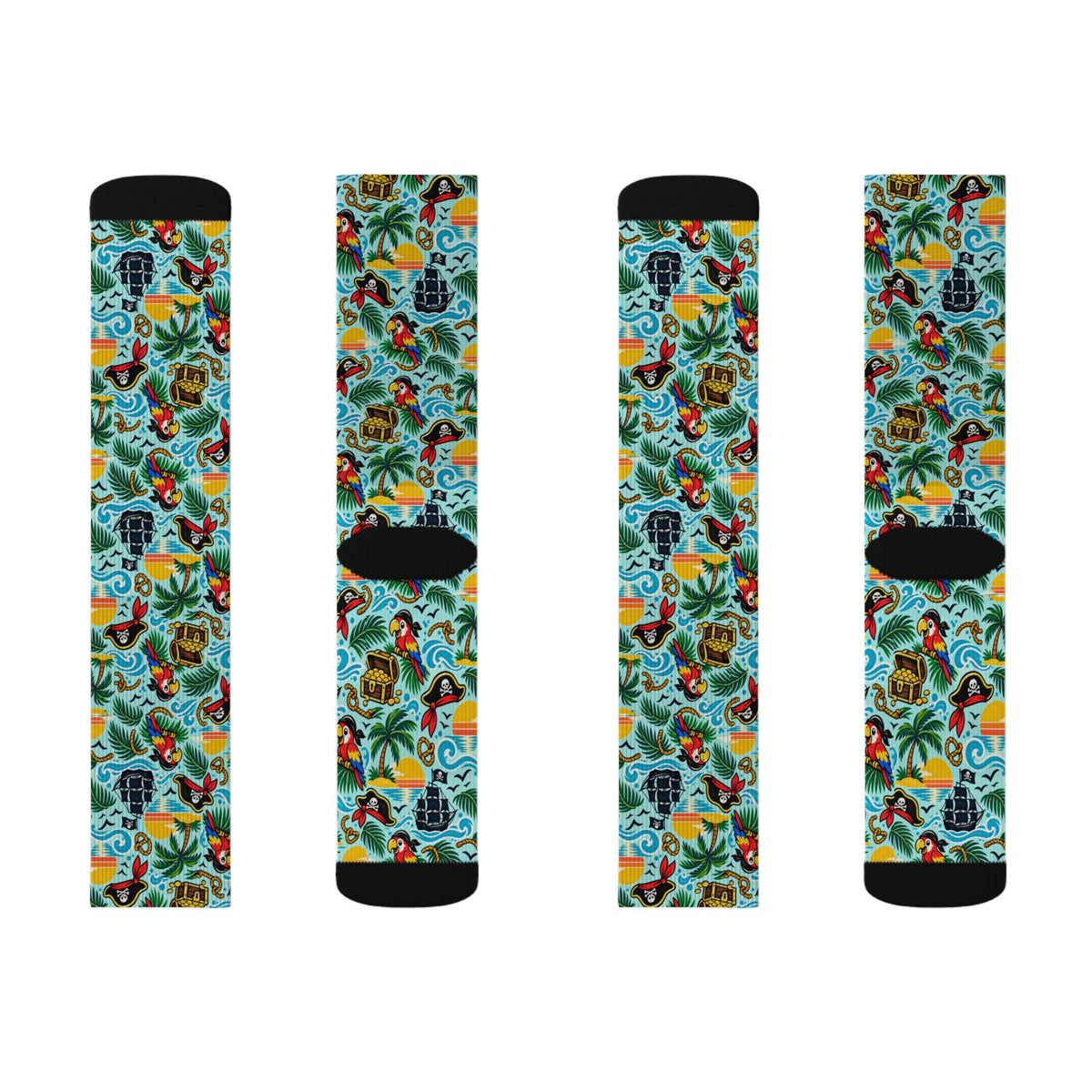 Tropical Parrot Socks — Colorful Hawaiian Beach Sublimation Crew Socks
