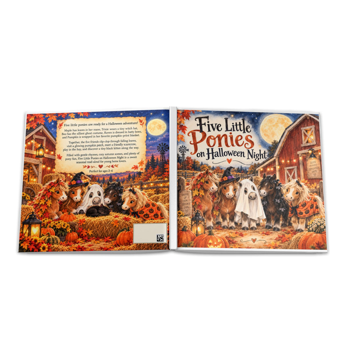 Five Little Ponies on Halloween Night Hardcover Photo Book — Cute Halloween Children's Keepsake