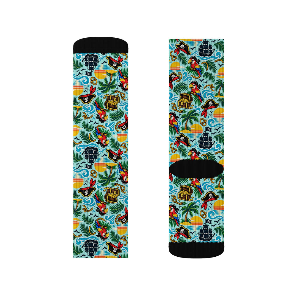 Tropical Parrot Socks — Colorful Hawaiian Beach Sublimation Crew Socks