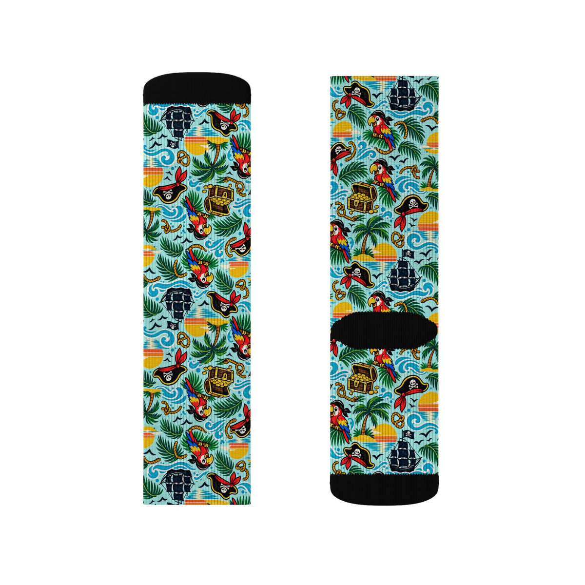 Tropical Parrot Socks — Colorful Hawaiian Beach Sublimation Crew Socks