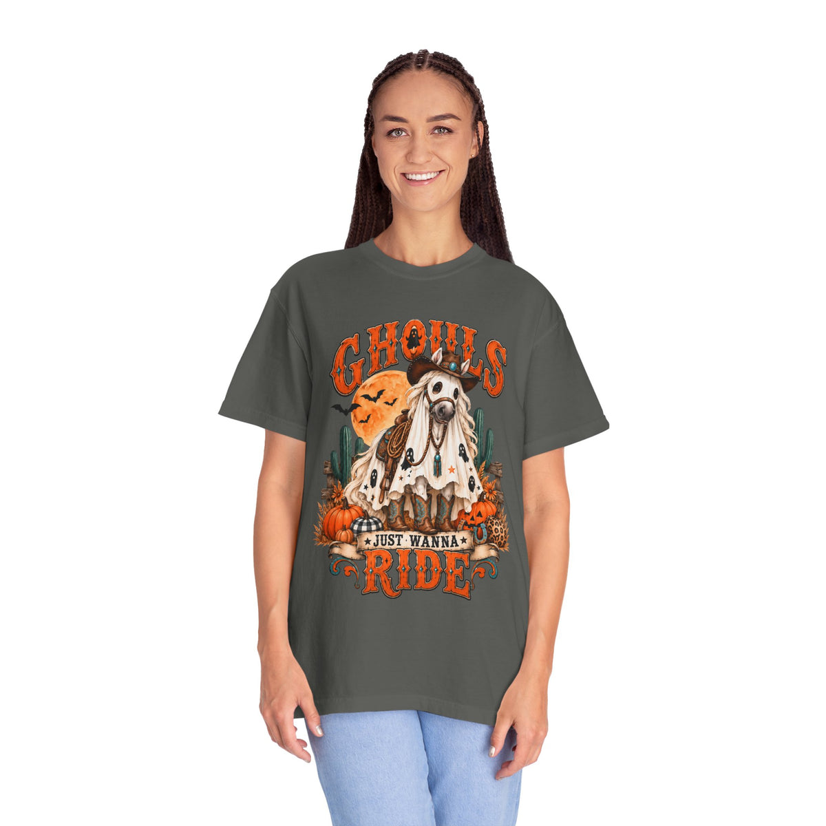 Ghoul’s Just Wanna Ride T-Shirt — Halloween Ghost Horse Rider Tee-Comfort Colors