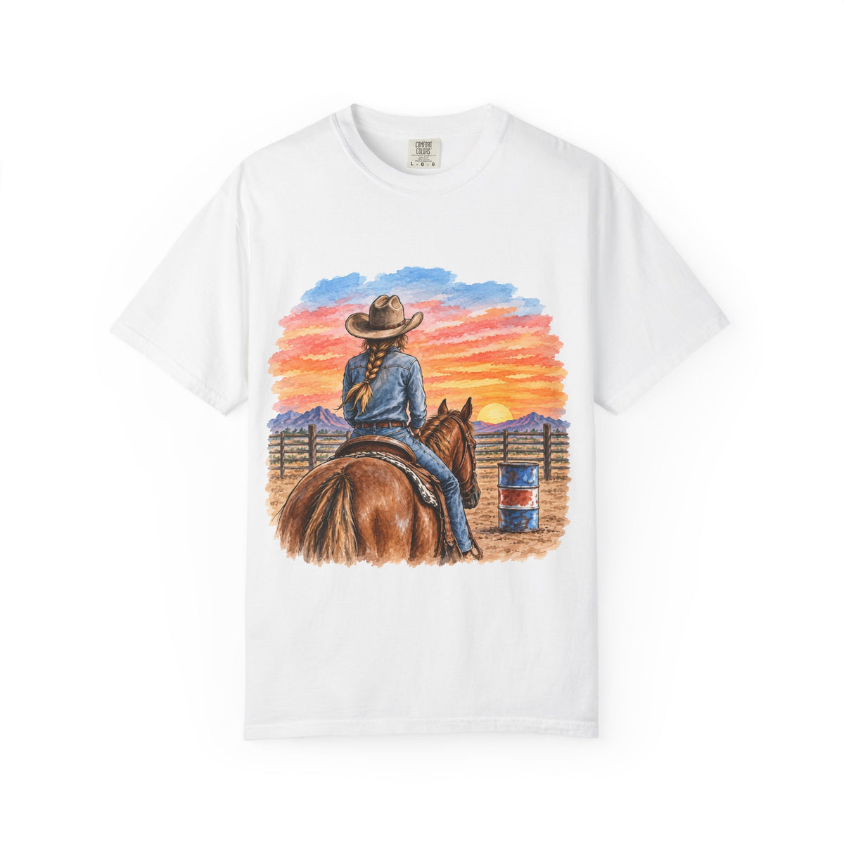 Sunset barrel racer Unisex Garment-Dyed T-shirt