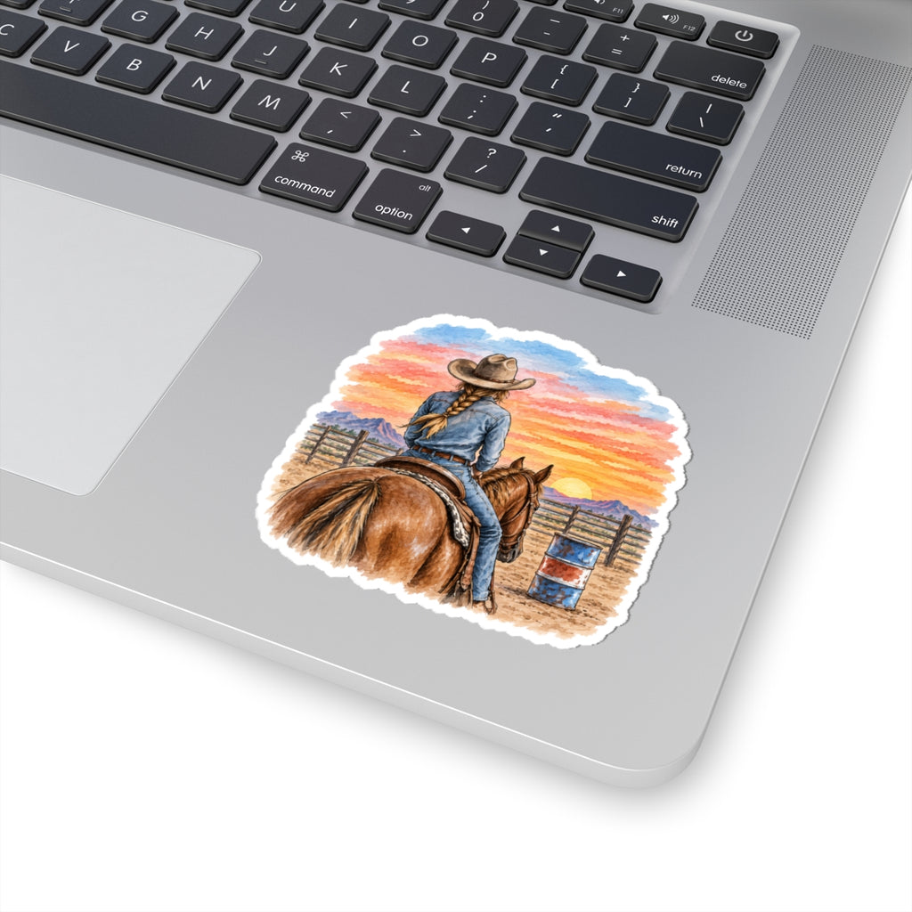 Sunset barrel racer Kiss-Cut Stickers