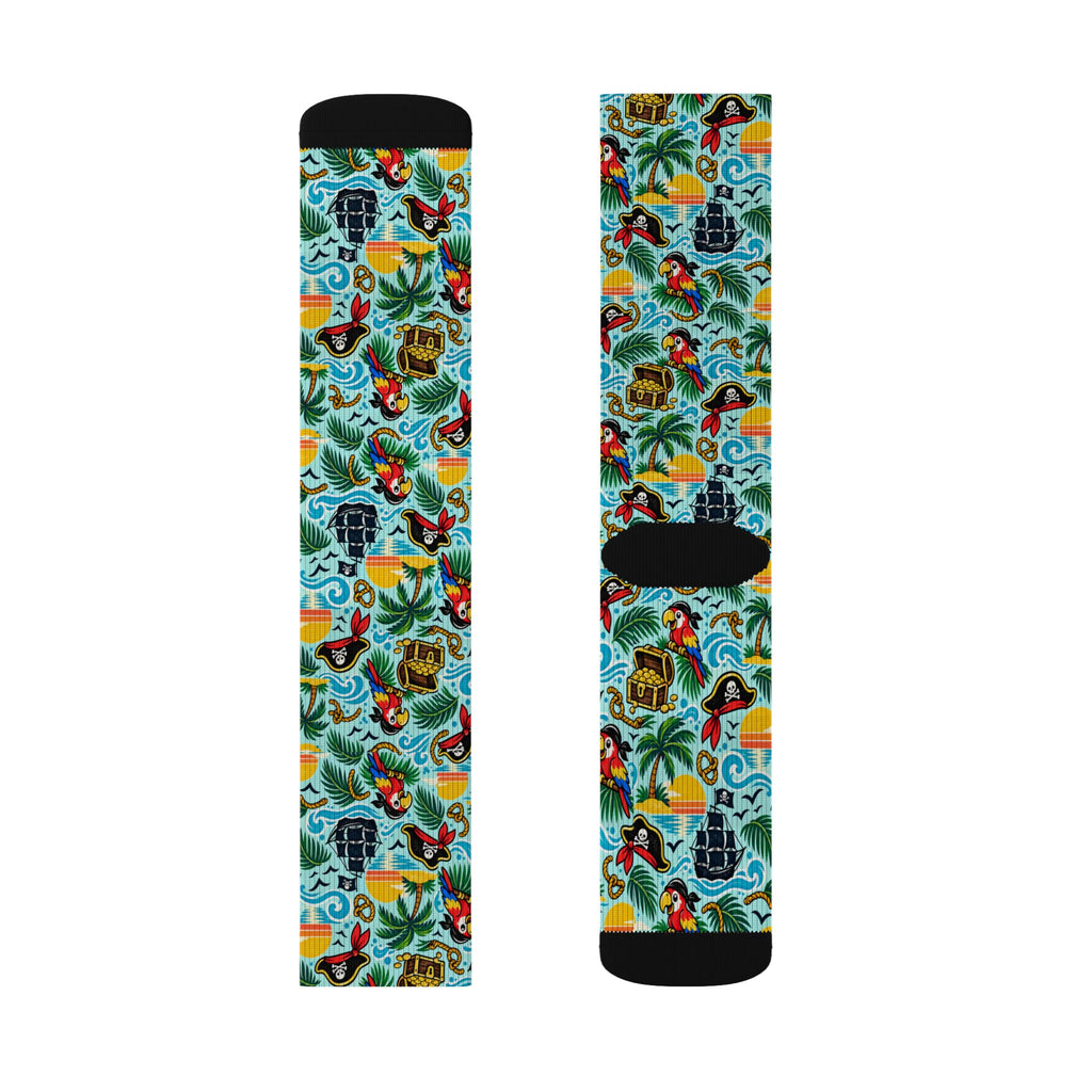 Tropical Parrot Socks — Colorful Hawaiian Beach Sublimation Crew Socks