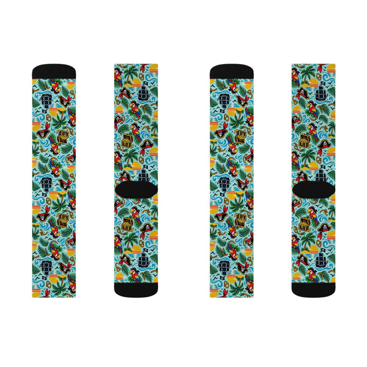 Tropical Parrot Socks — Colorful Hawaiian Beach Sublimation Crew Socks