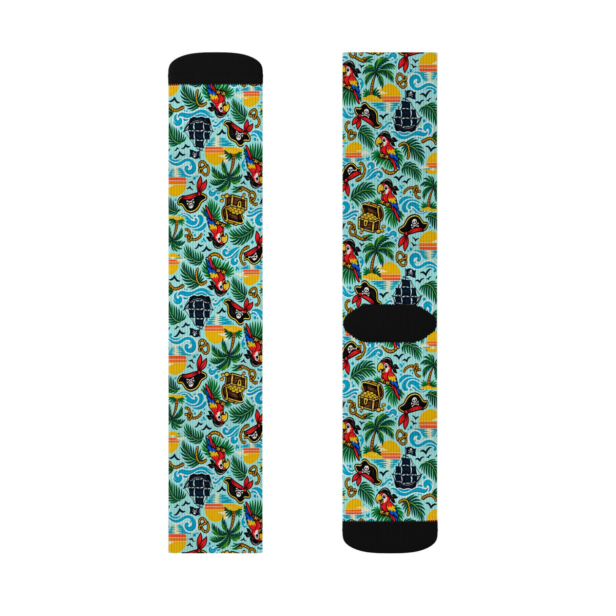 Tropical Parrot Socks — Colorful Hawaiian Beach Sublimation Crew Socks