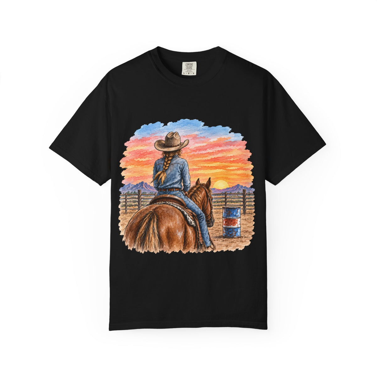 Sunset barrel racer Unisex Garment-Dyed T-shirt