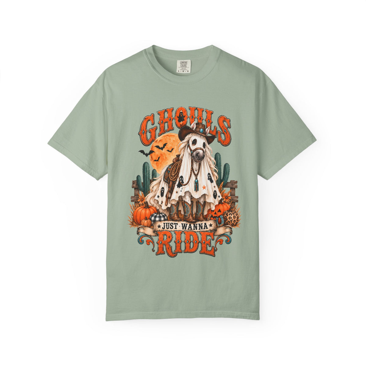 Ghoul’s Just Wanna Ride T-Shirt — Halloween Ghost Horse Rider Tee-Comfort Colors