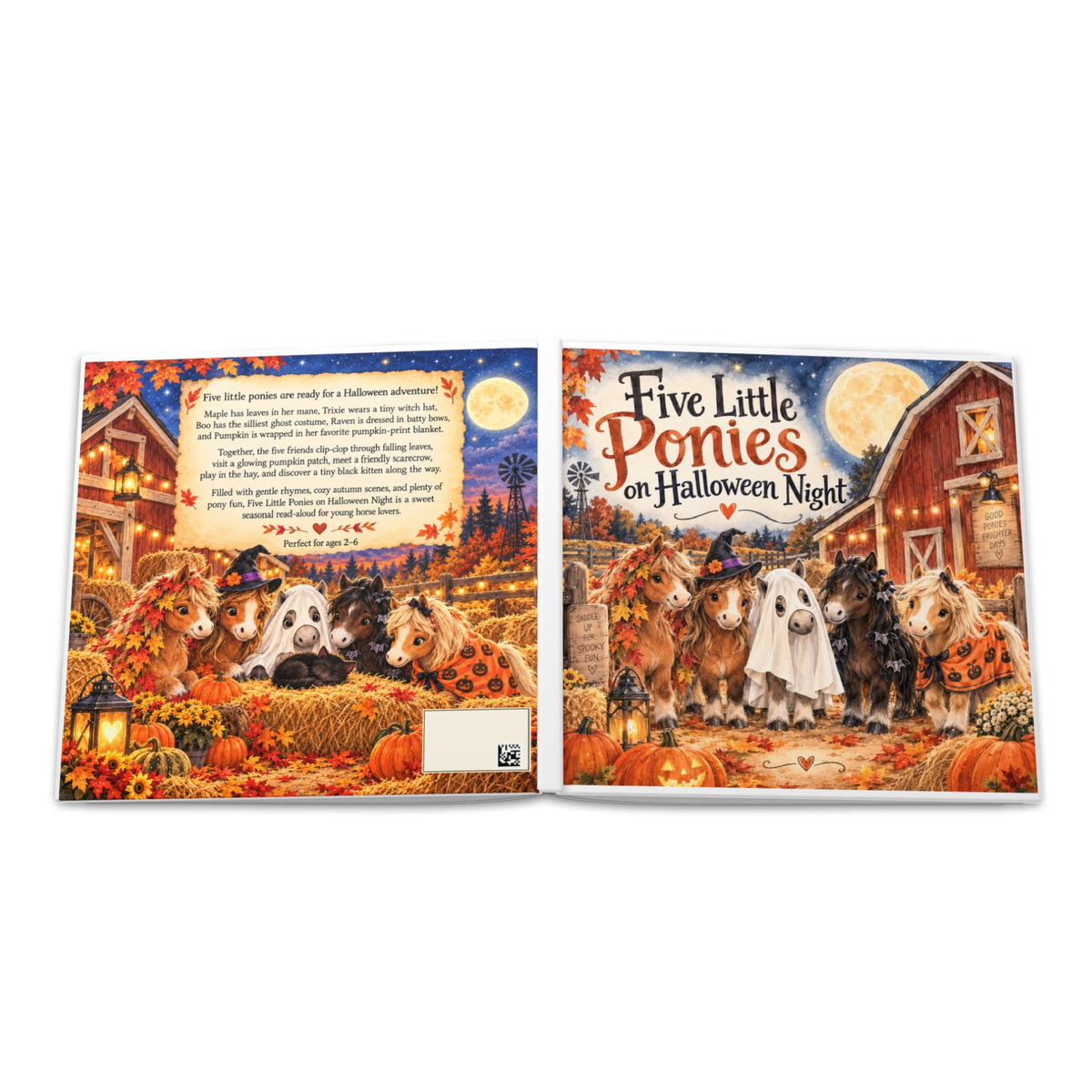 Five Little Ponies on Halloween Night Hardcover Photo Book — Cute Halloween Children's Keepsake