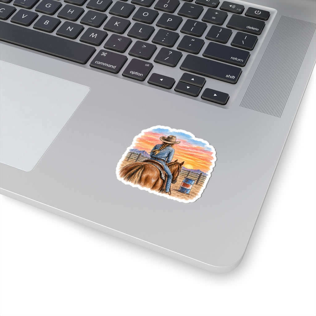 Sunset barrel racer Kiss-Cut Stickers
