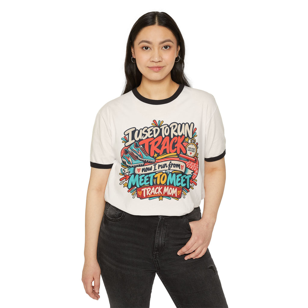 Track Mom T-Shirt — "I Used to Run Track, Now I Run From Meet to Meet" Retro Racing Tee