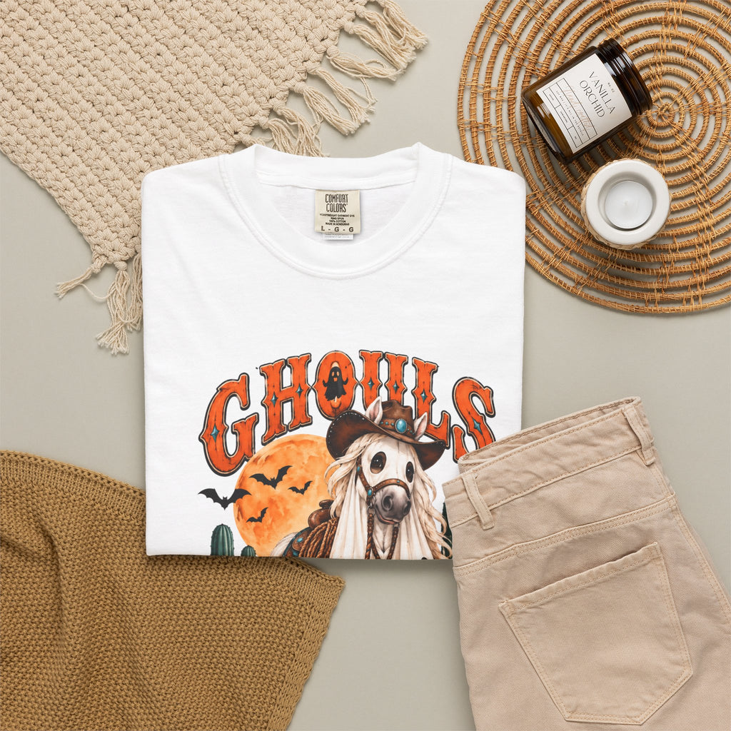 Ghoul’s Just Wanna Ride T-Shirt — Halloween Ghost Horse Rider Tee-Comfort Colors