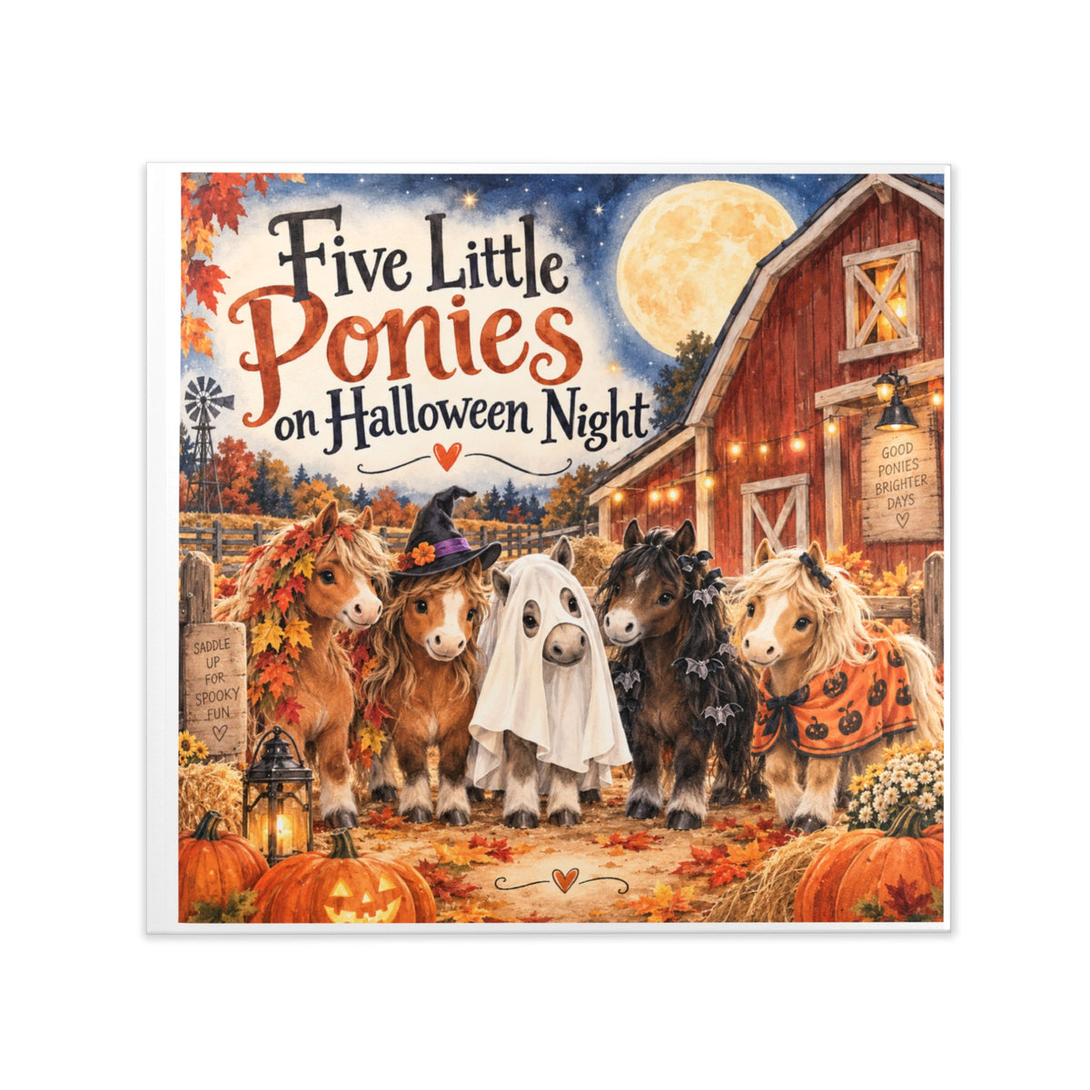 Five Little Ponies on Halloween Night Hardcover Photo Book — Cute Halloween Children's Keepsake